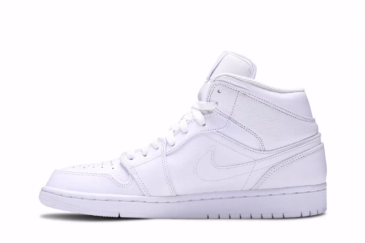 Air Jordan 1 Mid Triple White 2018, view 4