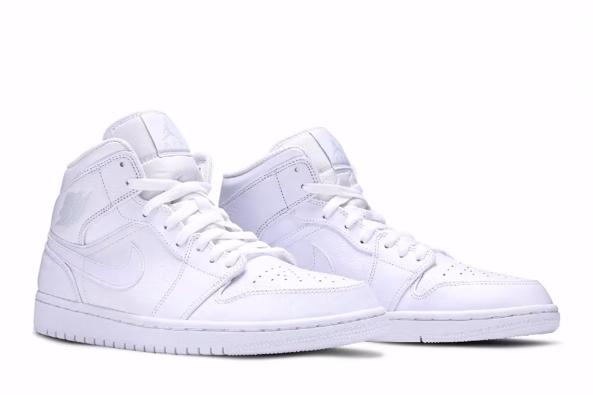 Air Jordan 1 Mid Triple White 2018, view 9