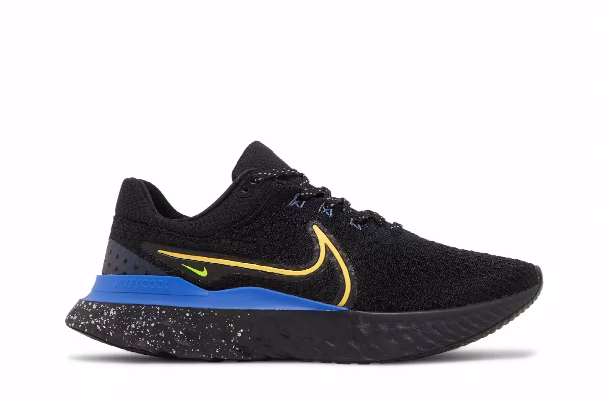 Nike React Infinity Run Flyknit 3 Black Citron Royal, view 2