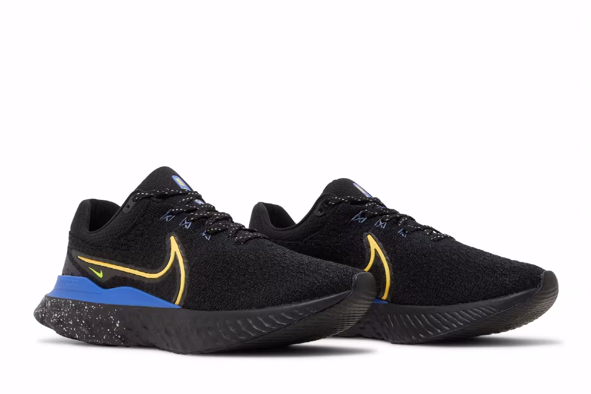 Nike React Infinity Run Flyknit 3 Black Citron Royal, view 9