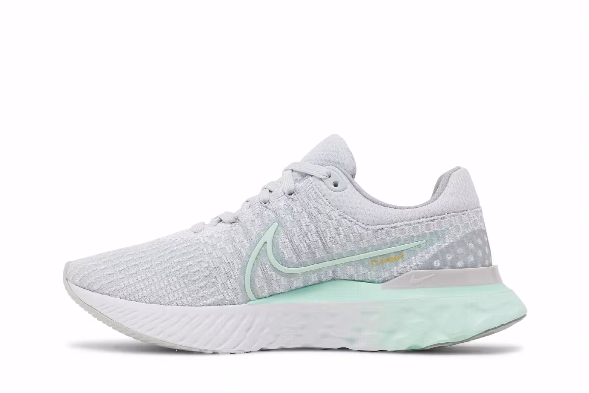 Nike Women's React Infinity Run Flyknit 3 Pure Platinum Mint Foam, view 4