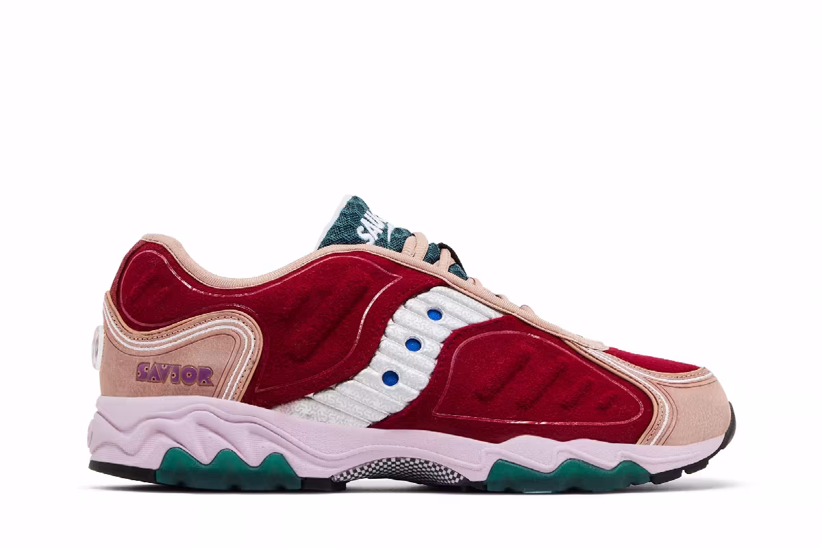 Jae Tips x Saucony Matrix No Shoes In The House - Cranberry, view 2