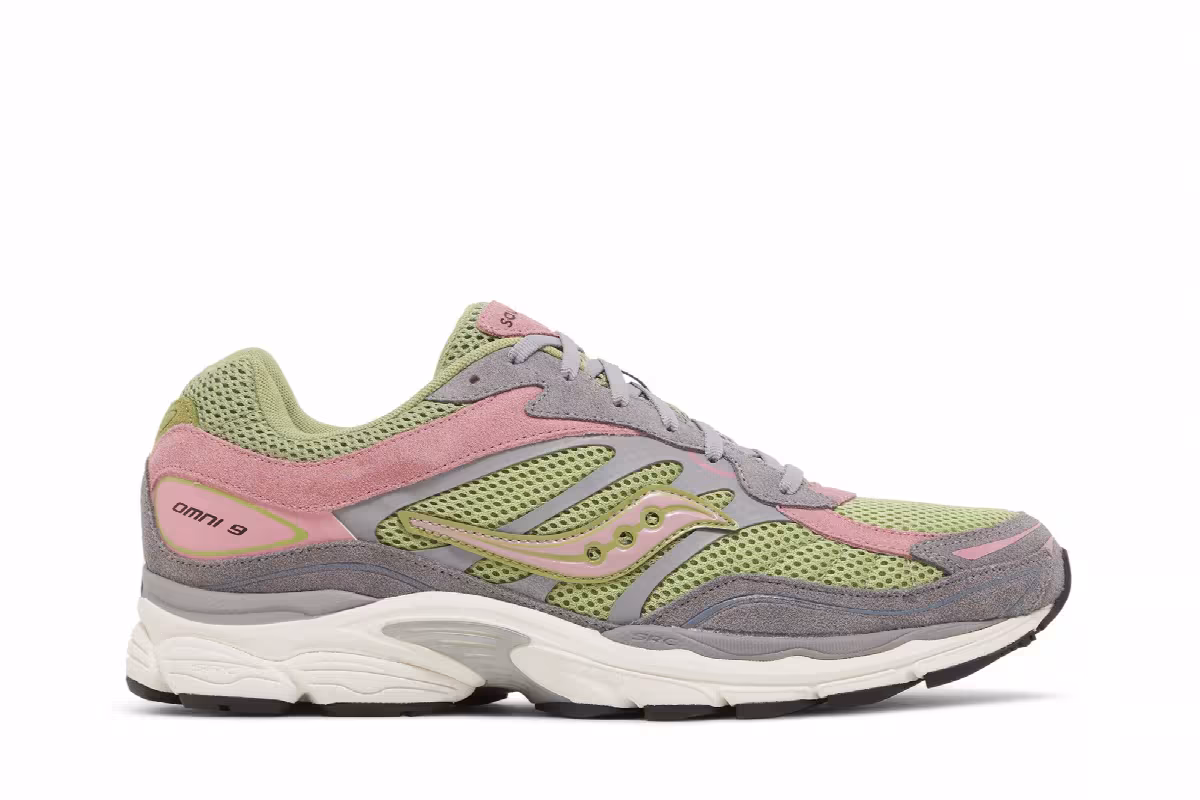 Saucony ProGrid Omni 9 Premium Grey Green Pink, view 2