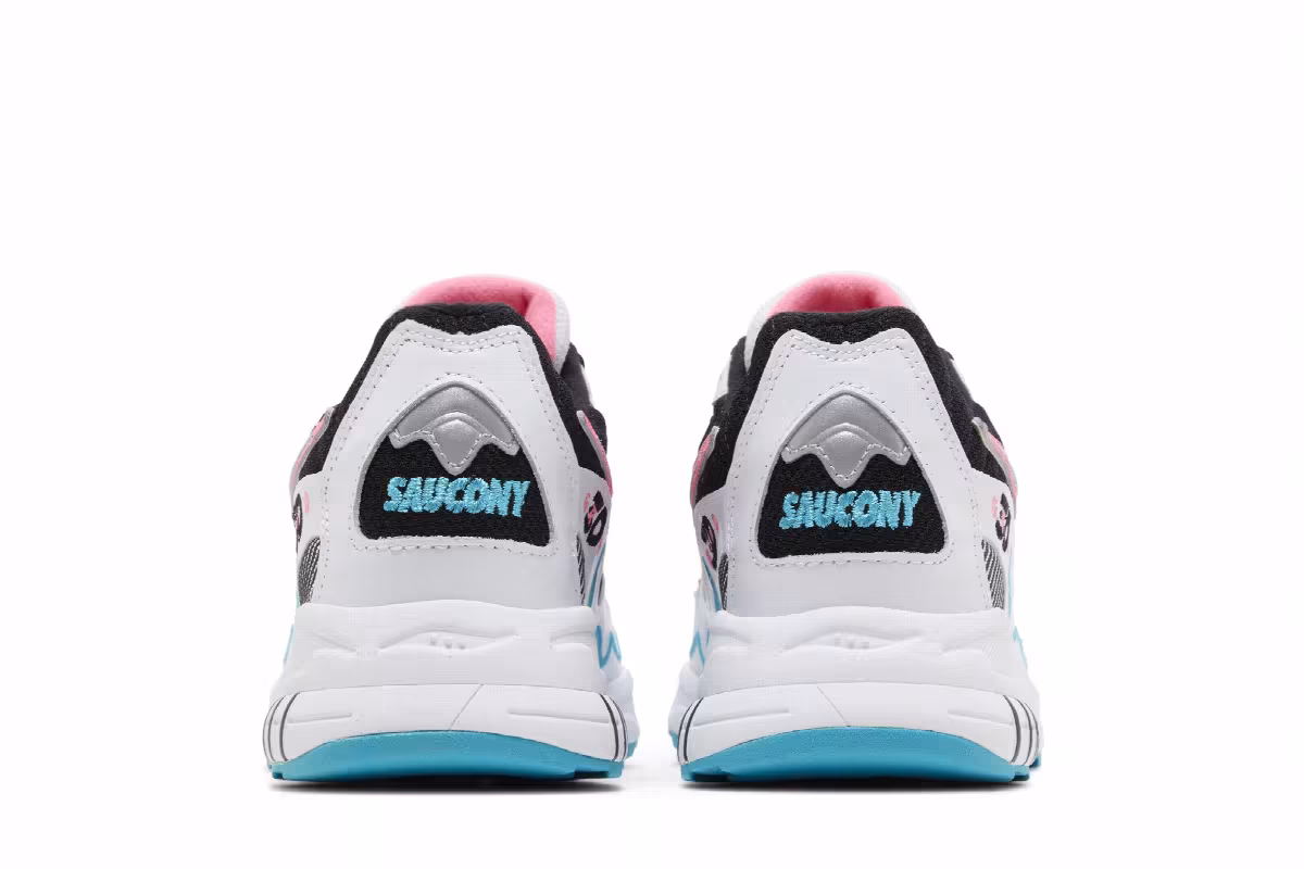 Saucony 3D Grid Hurricane White Black Pink, view 7
