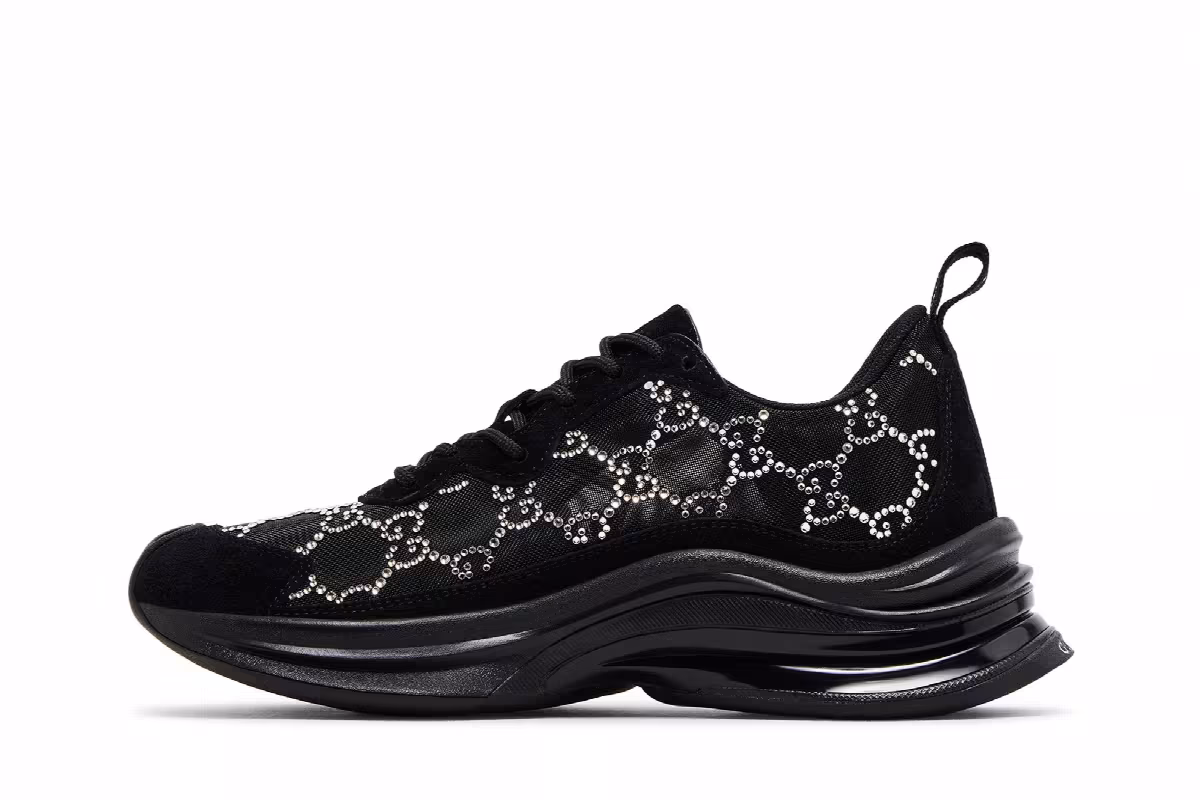 Gucci Women's Run Sneaker GG Crystal - Black, view 4