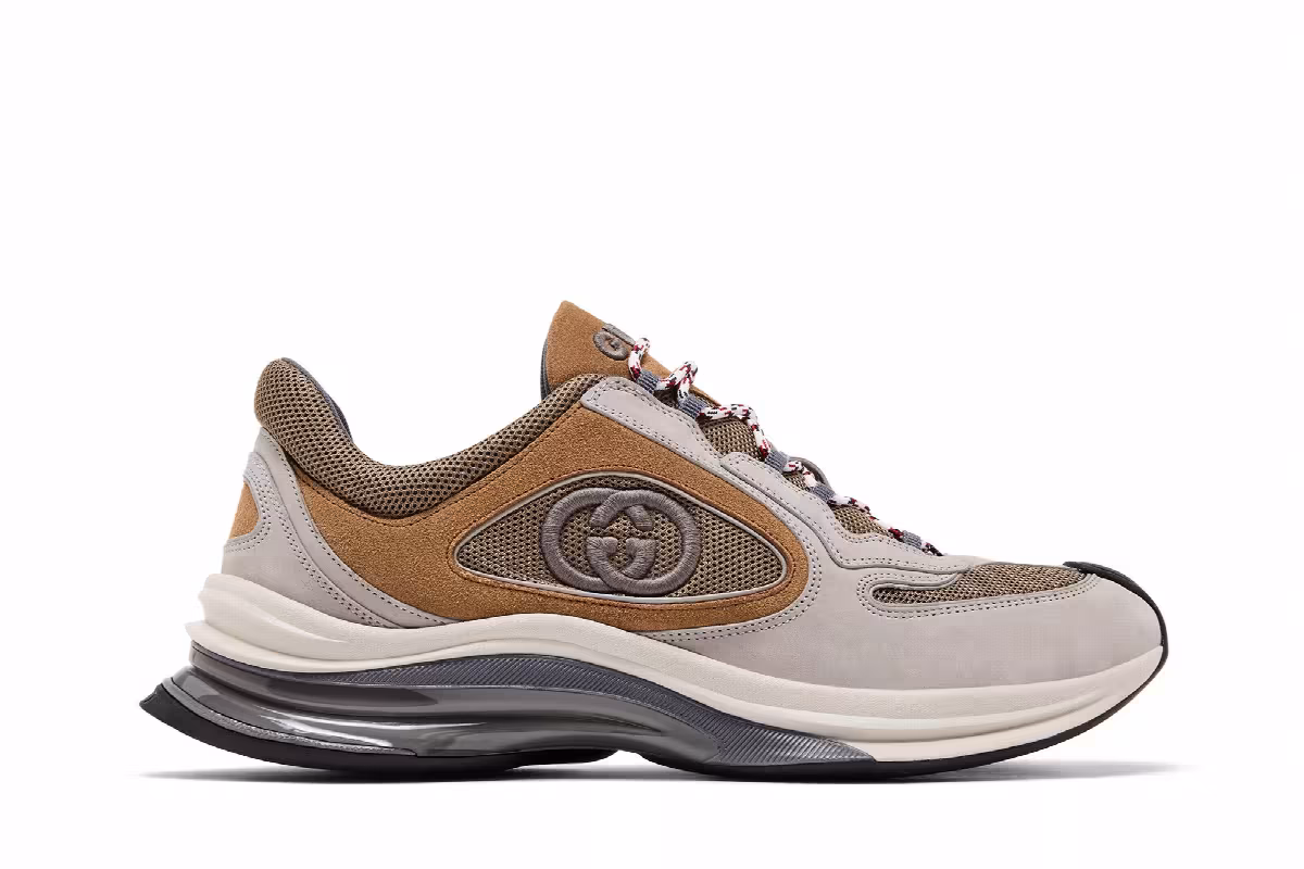 Gucci Run Sneaker Light Grey Brown, view 2