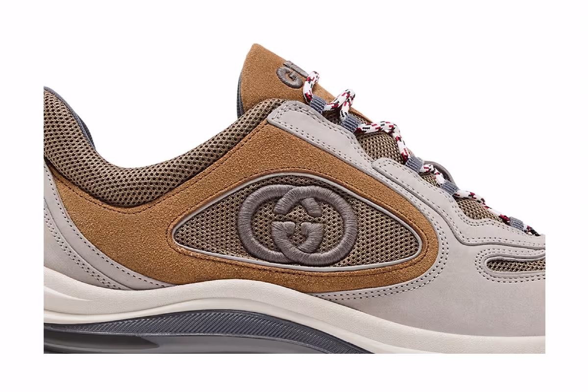 Gucci Run Sneaker Light Grey Brown, view 3
