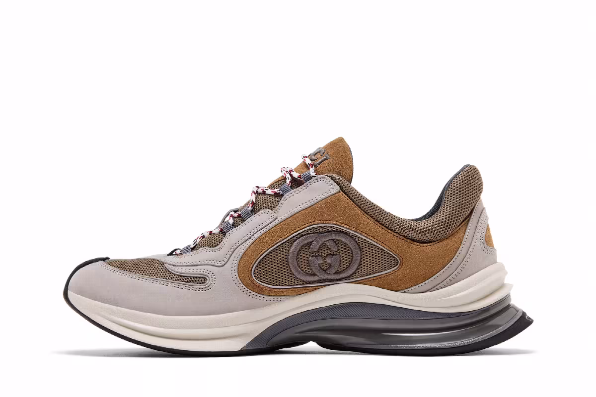 Gucci Run Sneaker Light Grey Brown, view 4