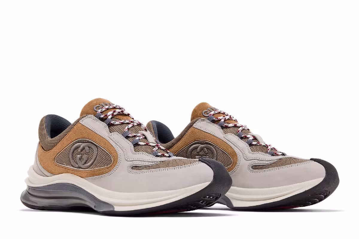 Gucci Run Sneaker Light Grey Brown, view 9