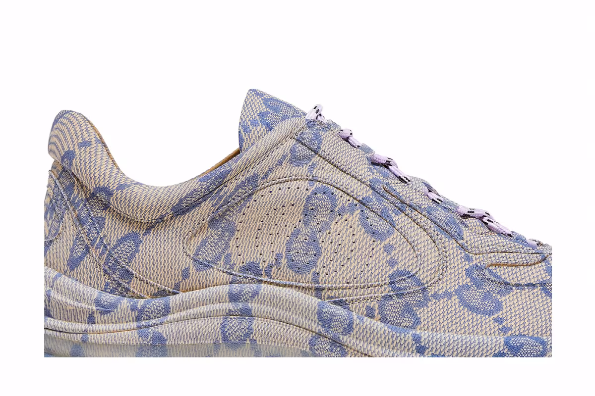 Gucci Women's Run Sneaker Beige Blue Monogram, view 3