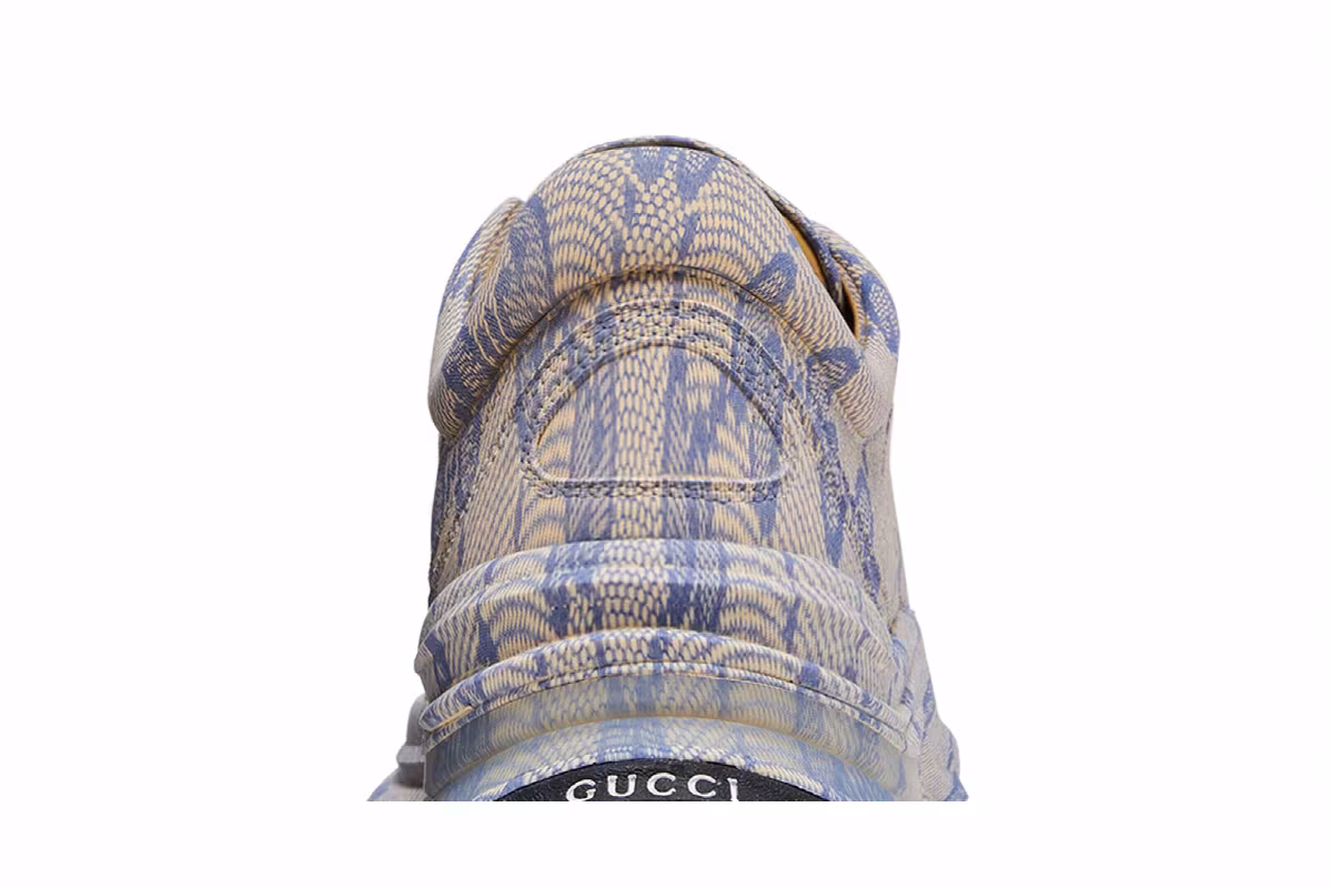 Gucci Women's Run Sneaker Beige Blue Monogram, view 8