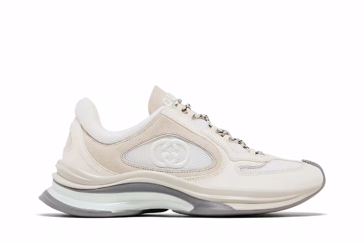 Gucci Run Sneaker White Suede, view 2