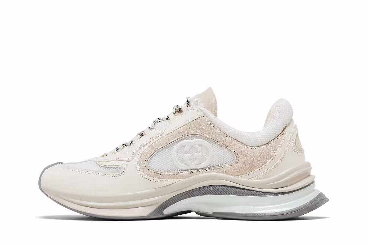 Gucci Run Sneaker White Suede, view 4