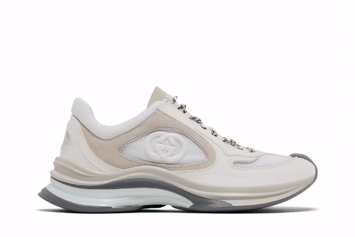 Gucci Women's Run Sneaker White Suede, view 2