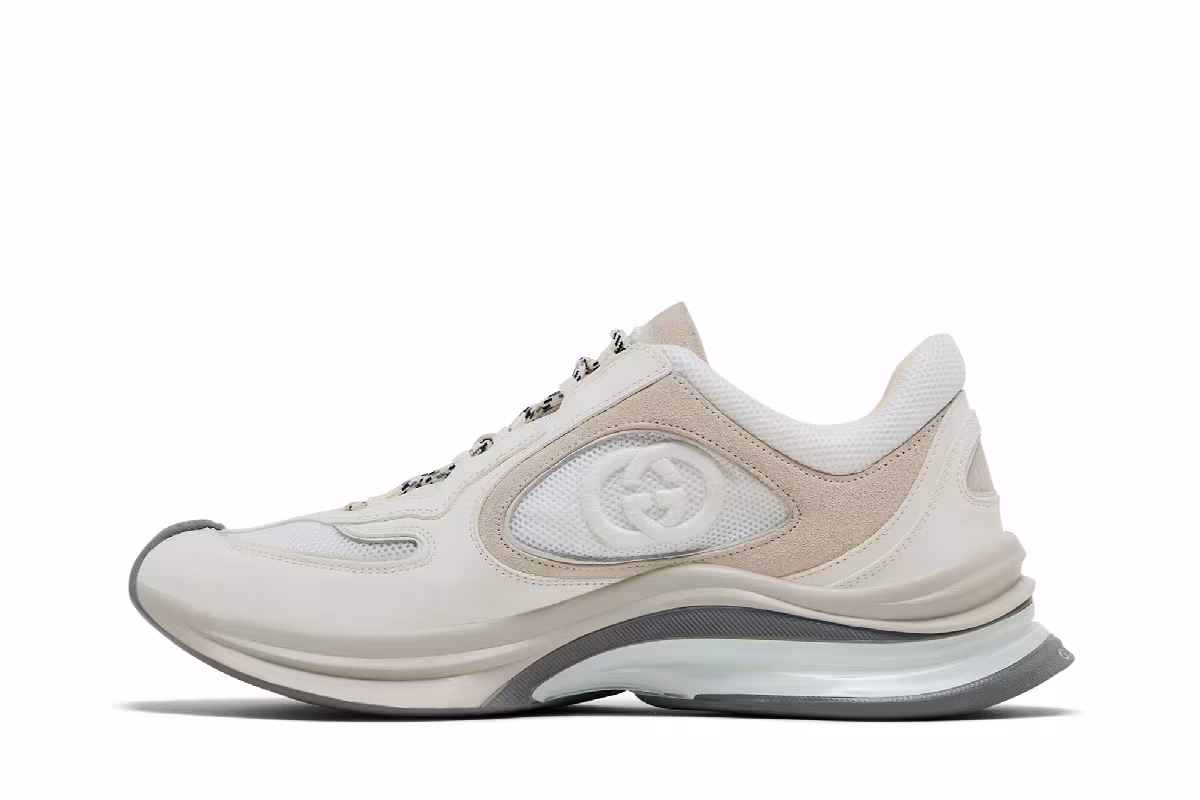 Gucci Women's Run Sneaker White Suede, view 4