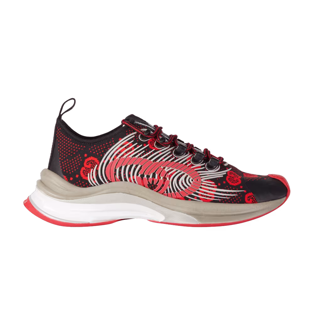 Gucci Women's Run Sneaker Black Red Monogram