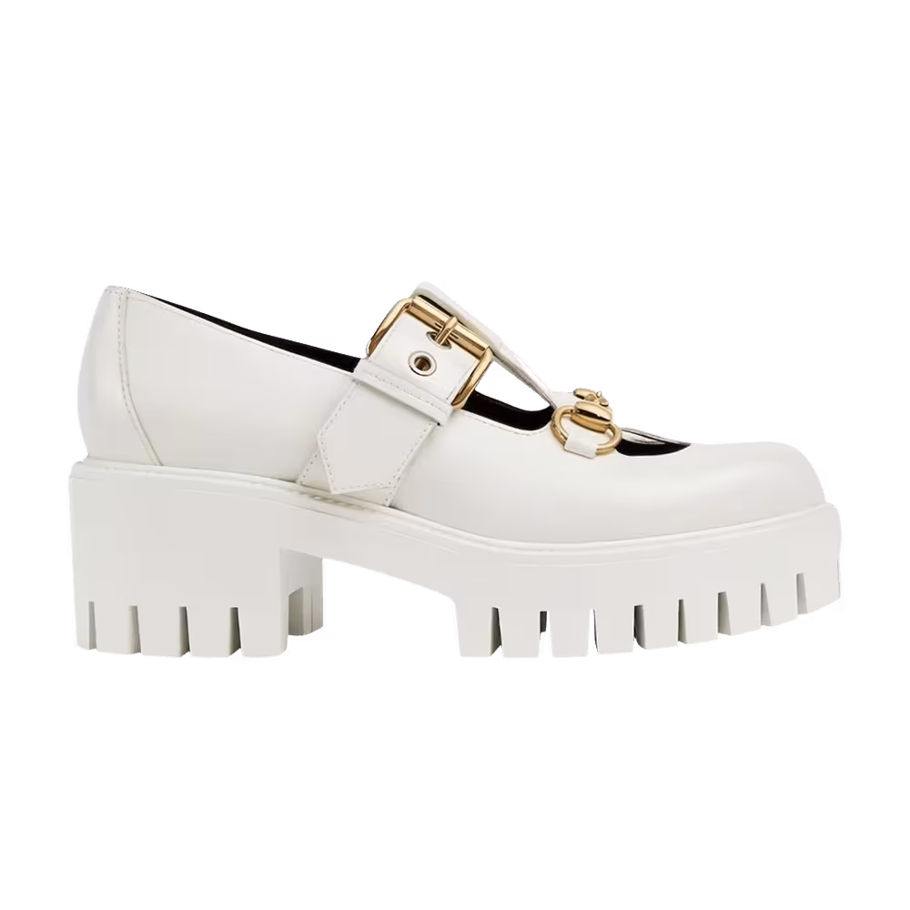 Gucci Women's Lug Horsebit 30mm Platform Loafer White
