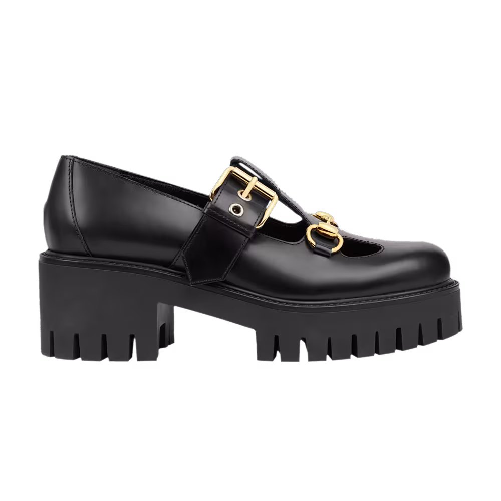 Gucci Women's Lug Horsebit 30mm Platform Loafer Black