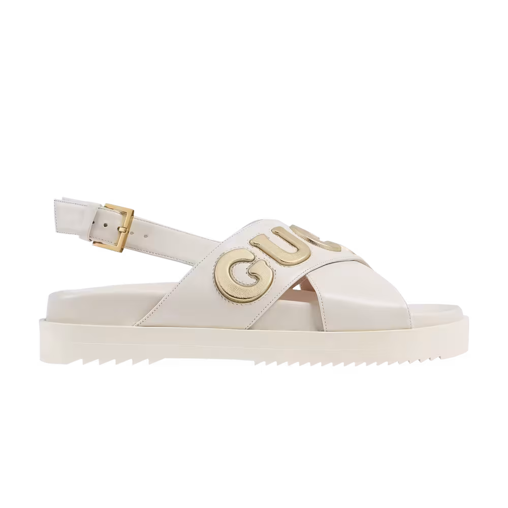 Gucci Women's Sandal White Metallic Gold
