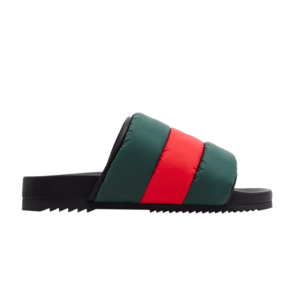 Gucci Women's Padded Web Slide Sandal Green Red