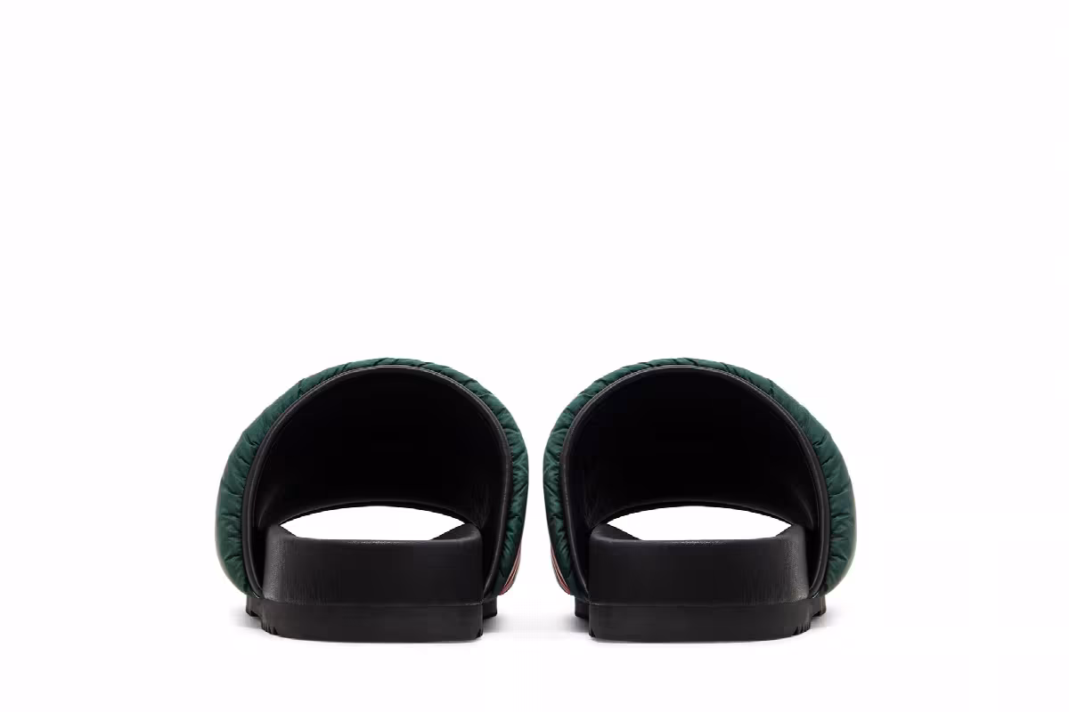 Gucci Women's Padded Web Slide Sandal Green Red, view 7