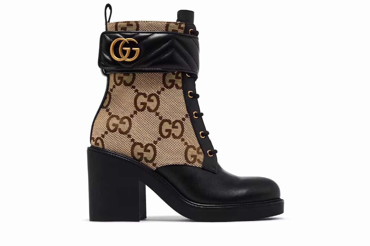 Gucci Women's Double G Ankle Boot Camel Ebony, view 2