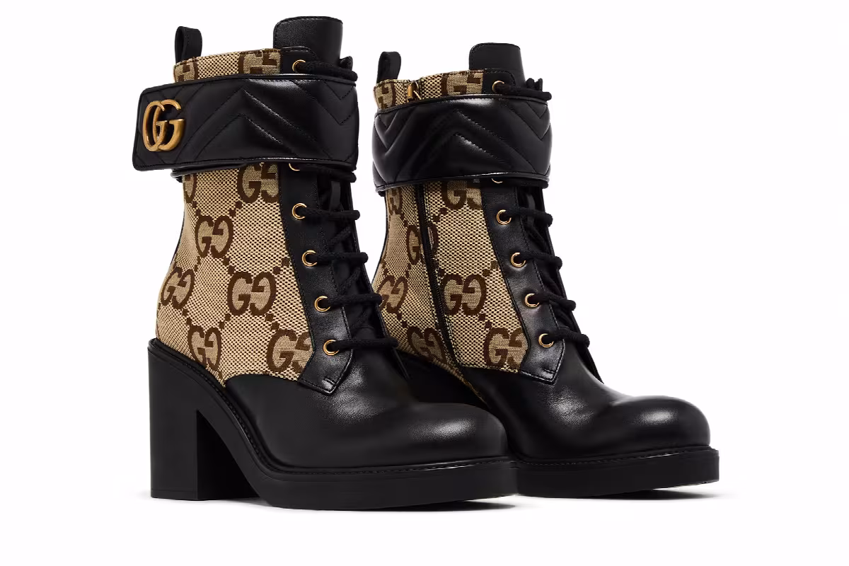 Gucci Women's Double G Ankle Boot Camel Ebony, view 9