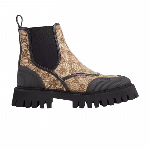 Gucci Wmns Ankle Boot 'GG Canvas - Beige Ebony'