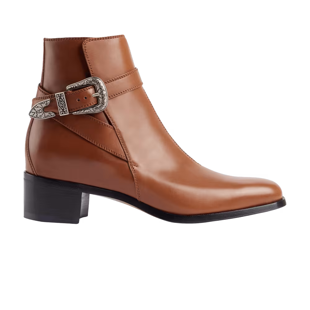Gucci Buckled Ankle Boot Brown