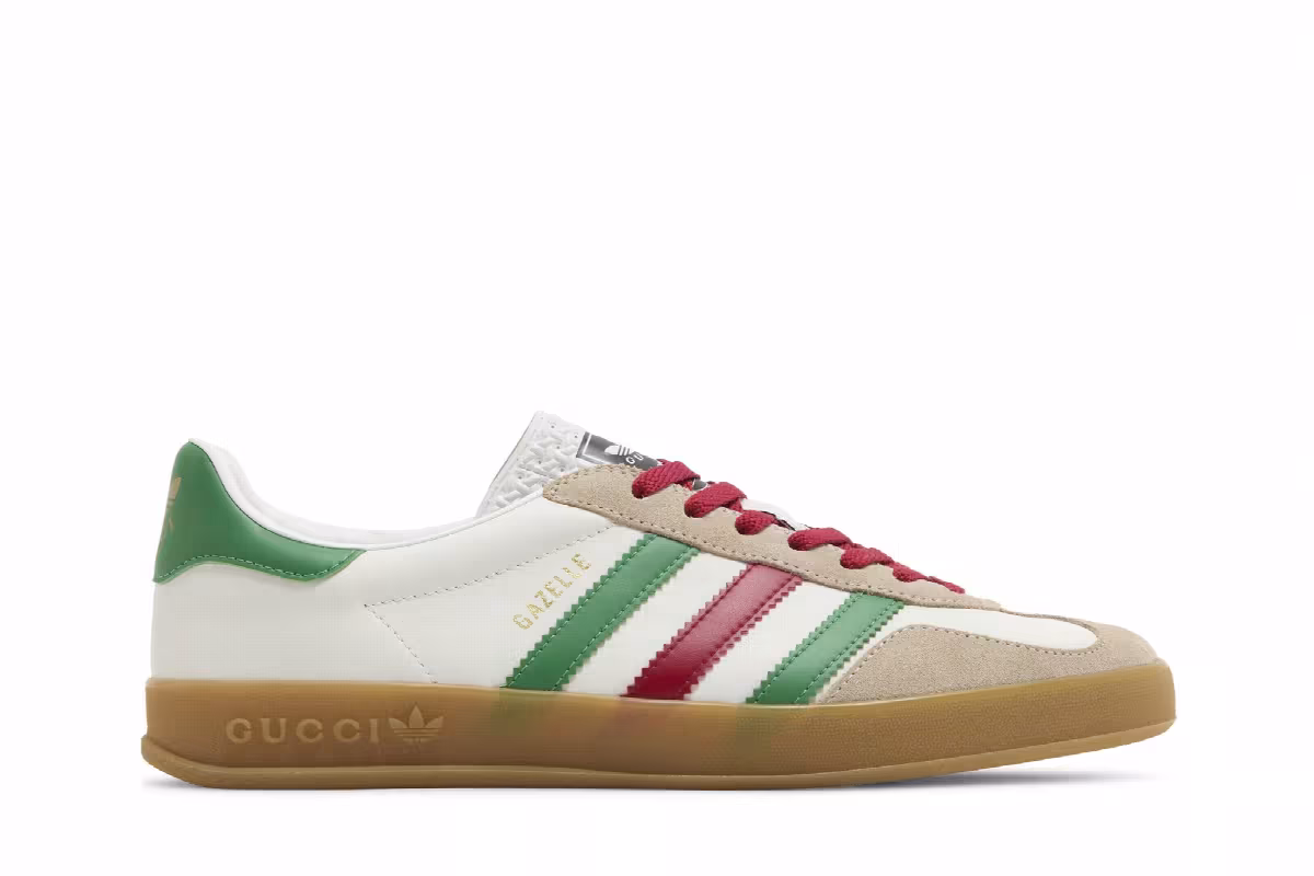 Adidas x Gucci Gazelle White Green Red, view 2
