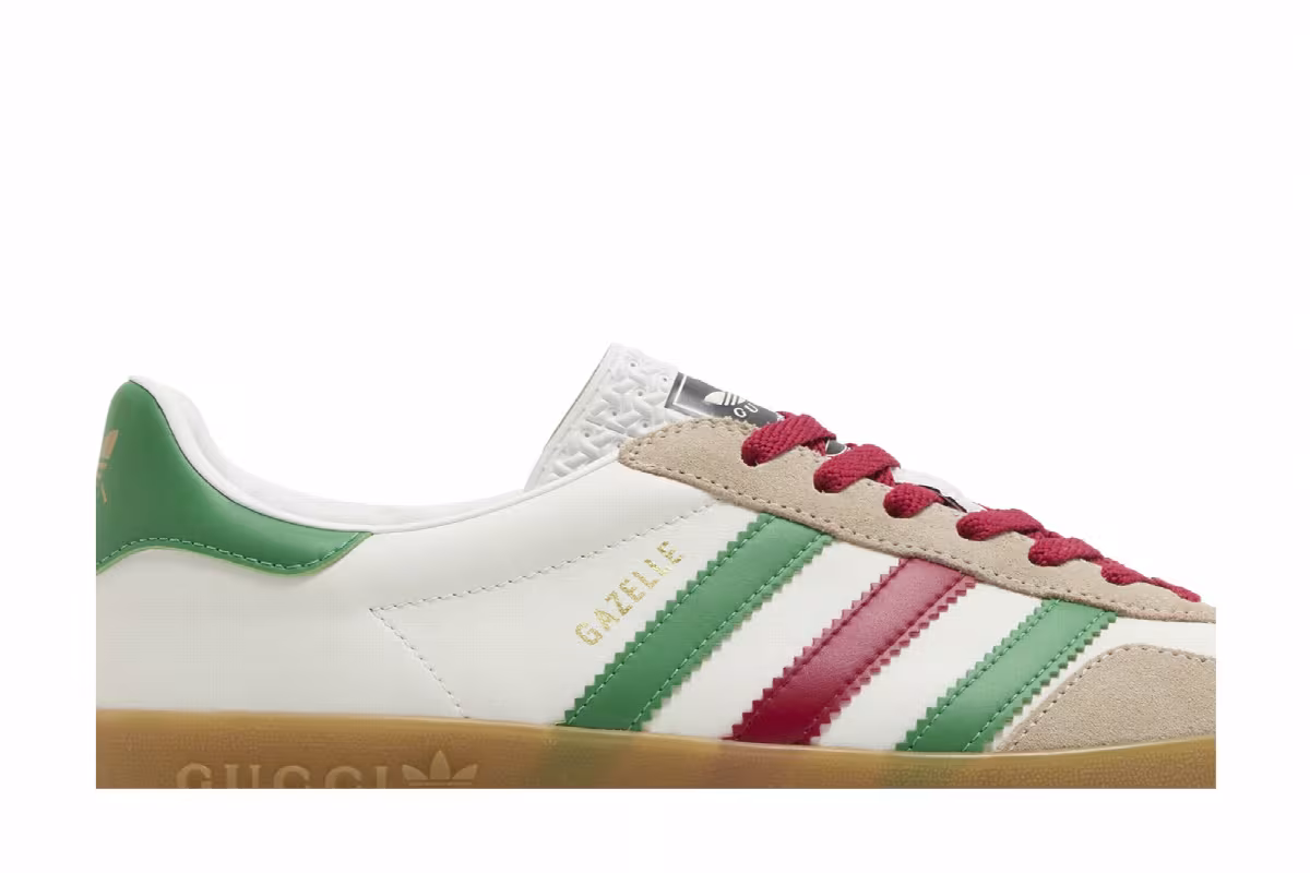 Adidas x Gucci Gazelle White Green Red, view 3