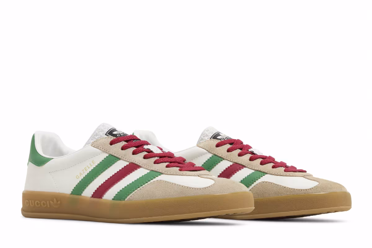 Adidas x Gucci Gazelle White Green Red, view 9