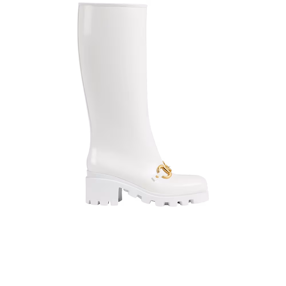 Gucci Women's Horsebit Knee-High Boot White
