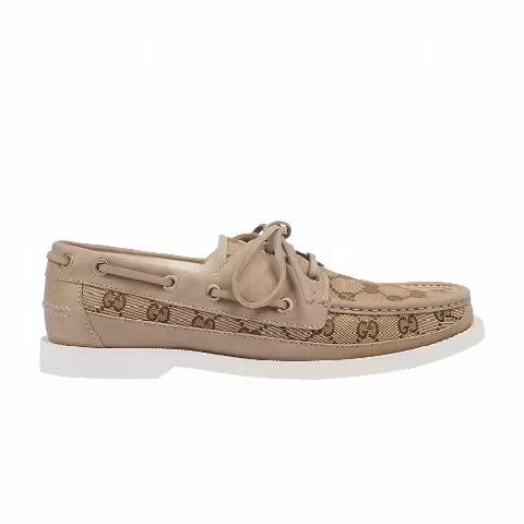 Gucci Lace Up Loafer 'GG Canvas - Beige Ebony'