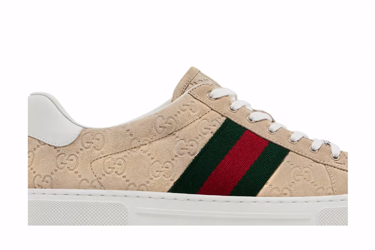 Gucci Ace Sneaker GG Oatmeal Suede, view 3