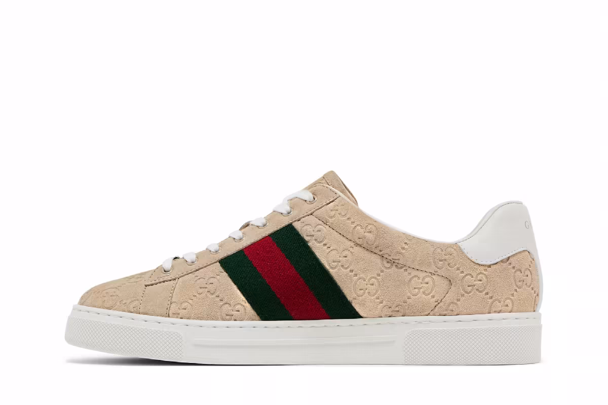 Gucci Ace Sneaker GG Oatmeal Suede, view 4