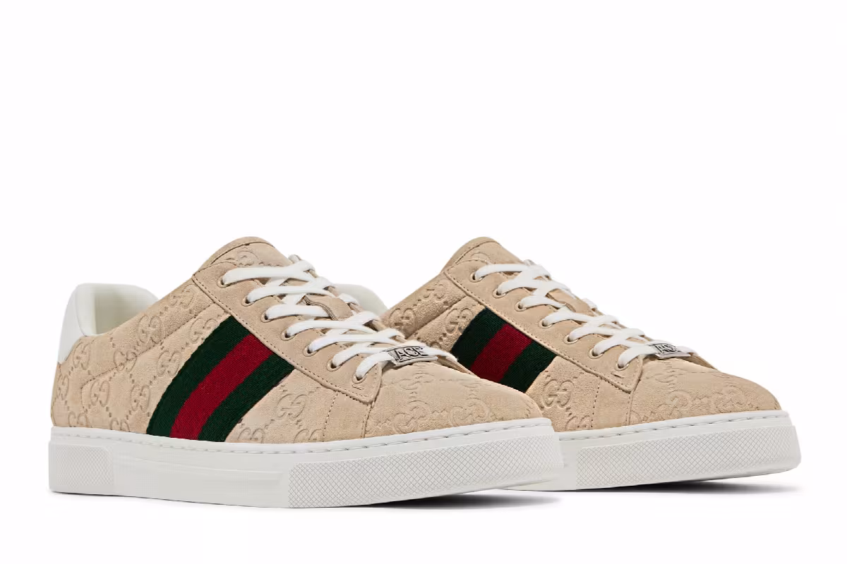 Gucci Ace Sneaker GG Oatmeal Suede, view 9
