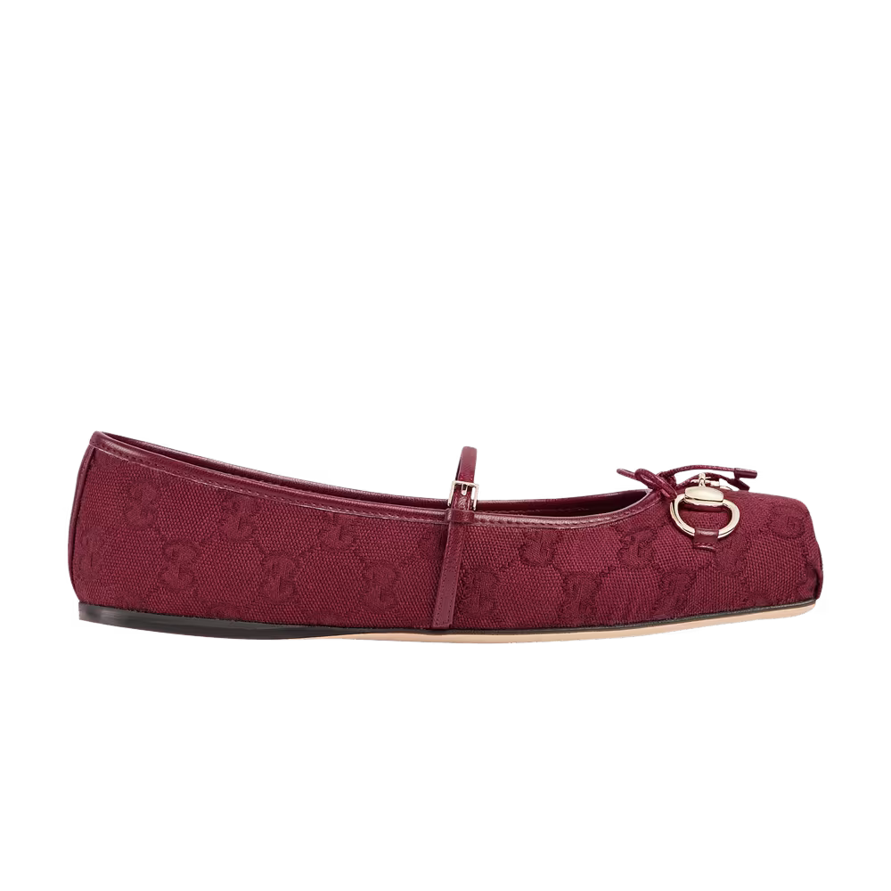 Gucci Women's Horsebit Ballet Flat Rosso Ancora