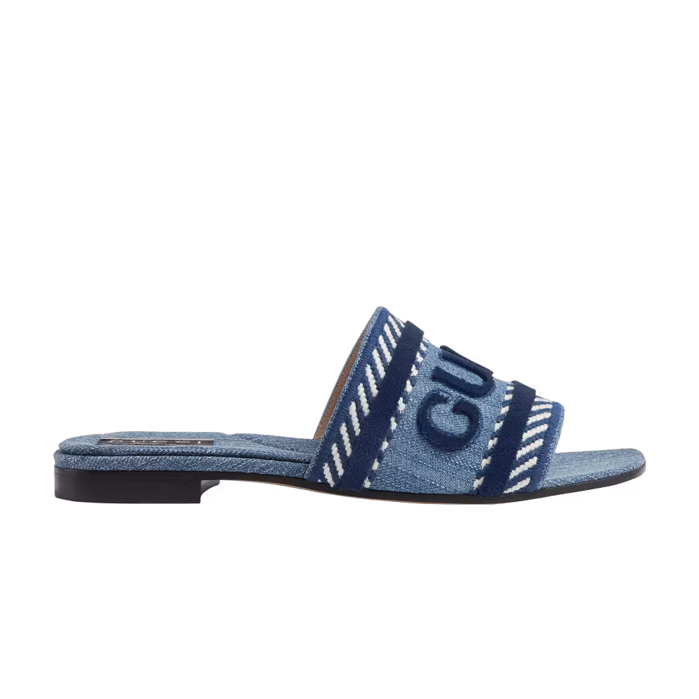 Gucci Women's Gucci Script Slide Sandal Light Blue Denim