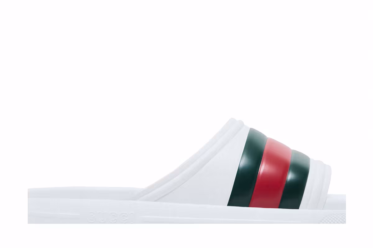 Gucci Web Slide Sandal White Green Red, view 3