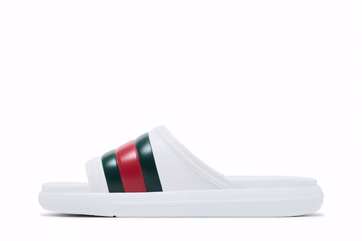 Gucci Web Slide Sandal White Green Red, view 4