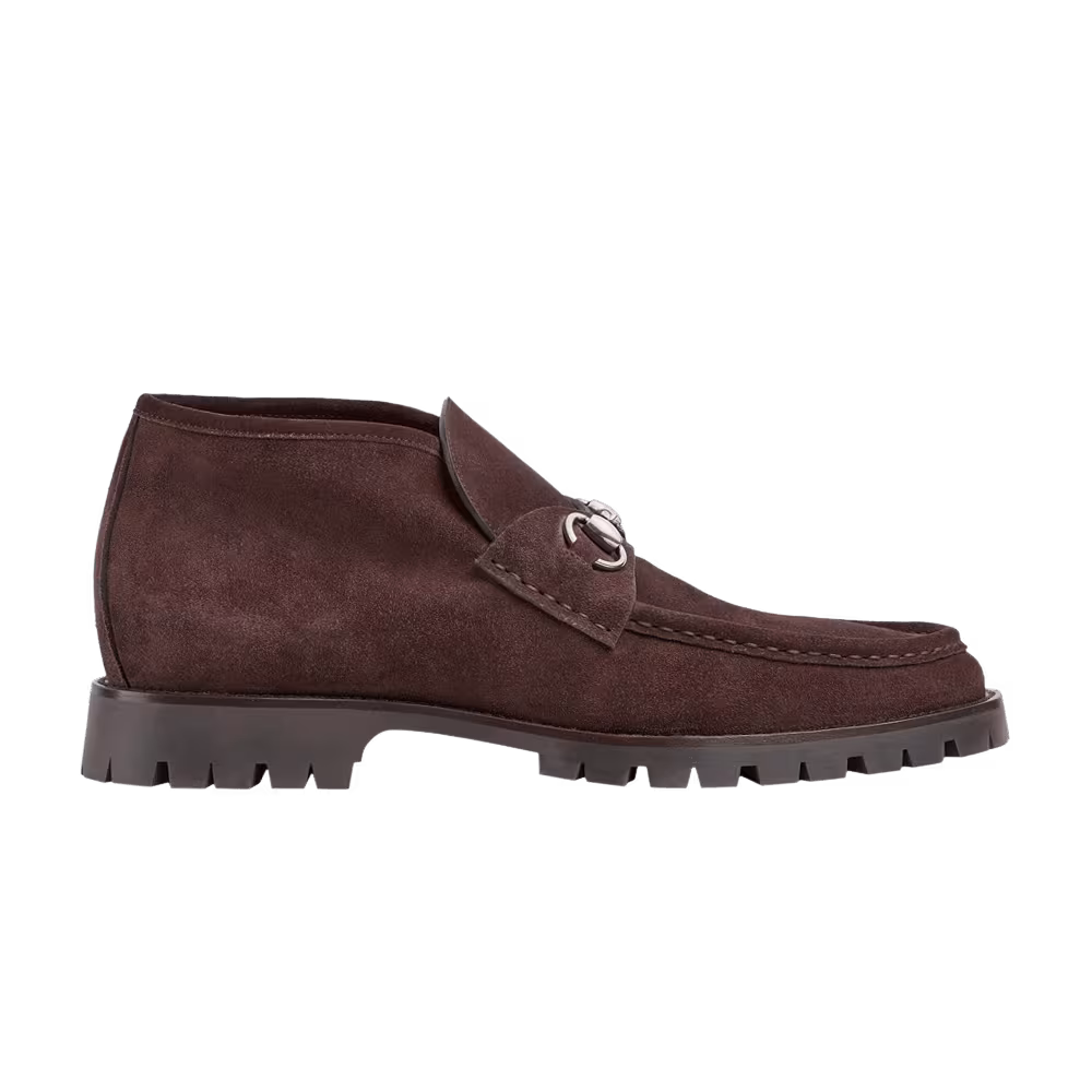 Gucci Ankle Boot Horsebit Dark Brown Suede
