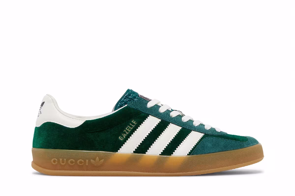 Adidas x Gucci Gazelle Green Suede, view 2