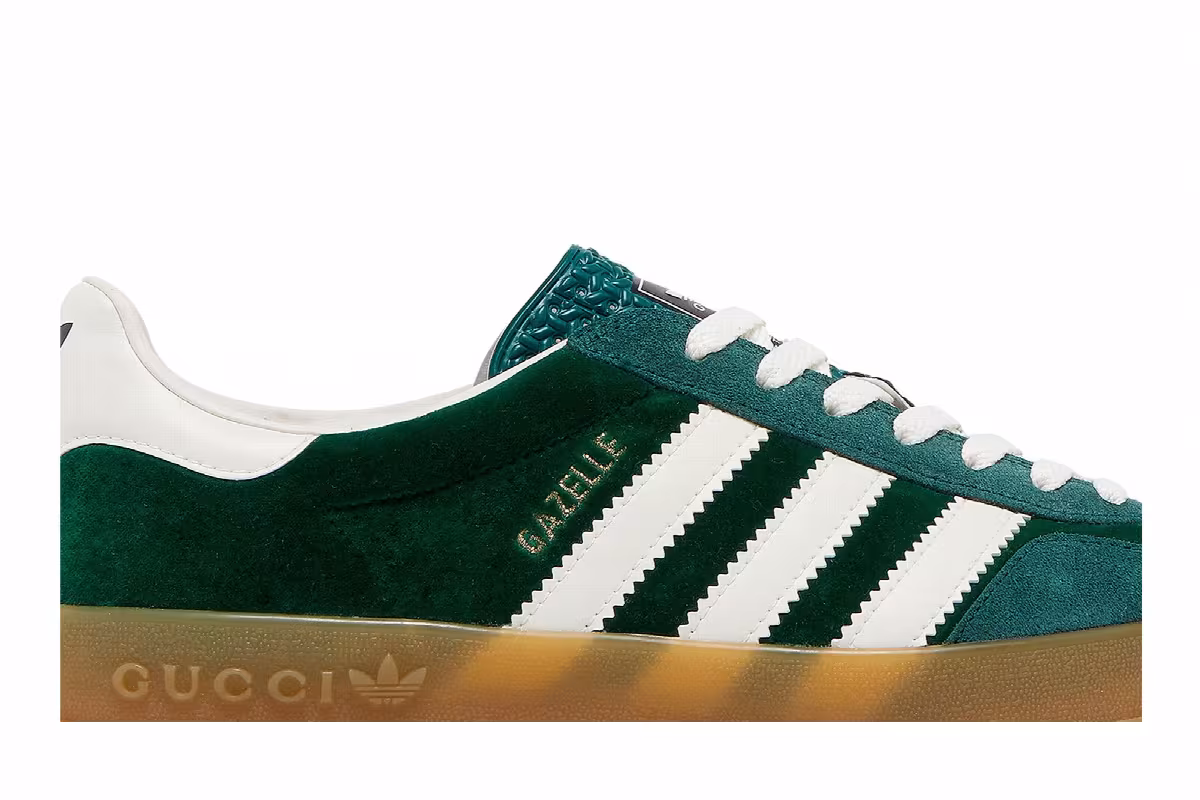 Adidas x Gucci Gazelle Green Suede, view 3