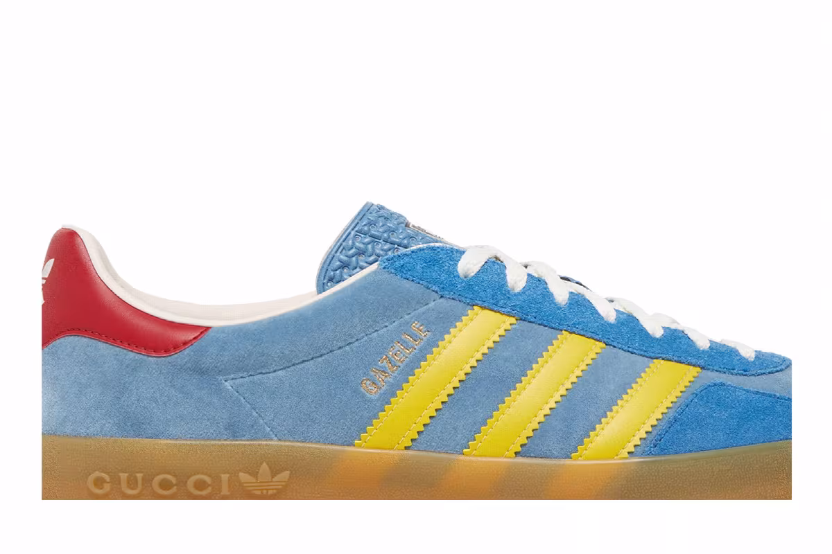 Adidas x Gucci Gazelle Light Blue Suede, view 3