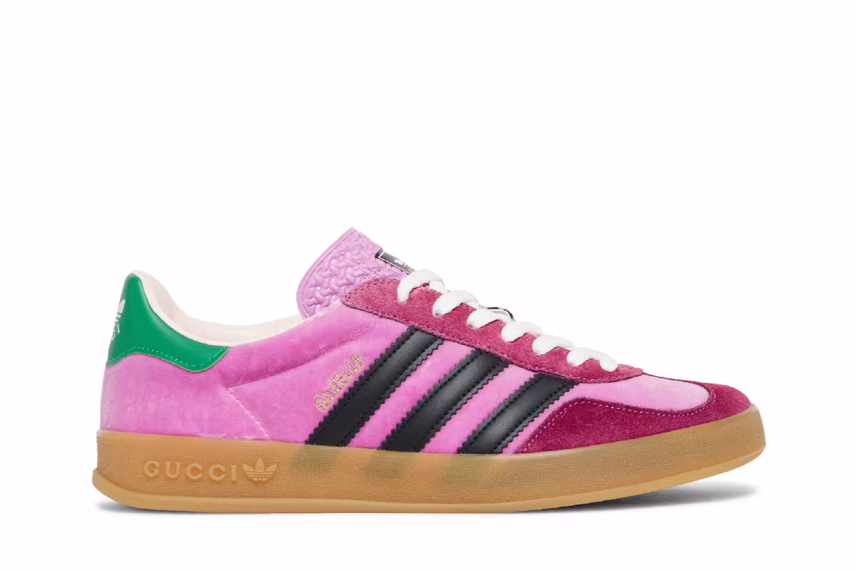 Adidas x Gucci Women's Gazelle Pink Velvet, view 2