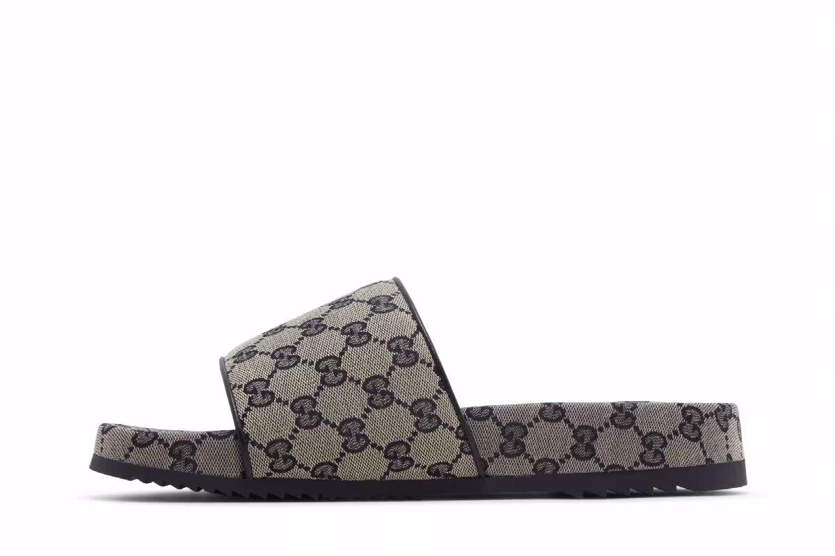 Gucci GG Slide Sandal Beige Blue Monogram, view 4