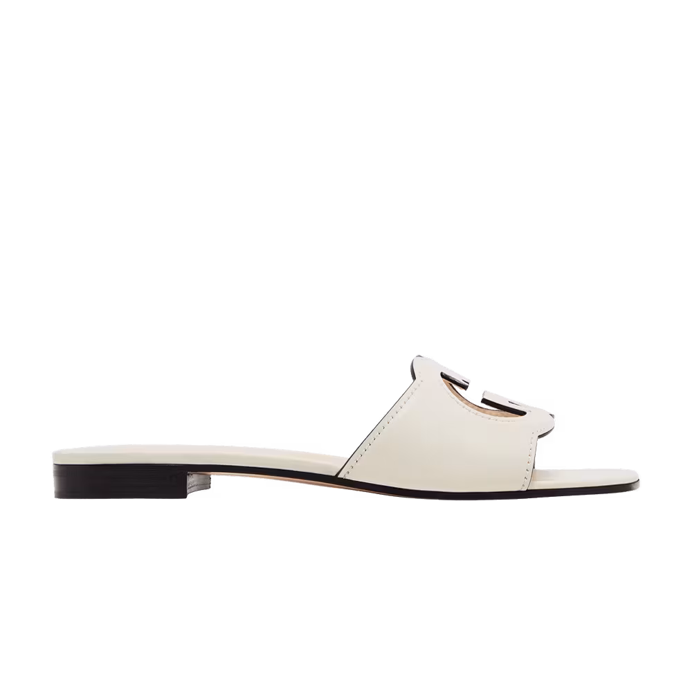 Gucci Women's Interlocking G Cut-Out Slide Sandal Mystic White