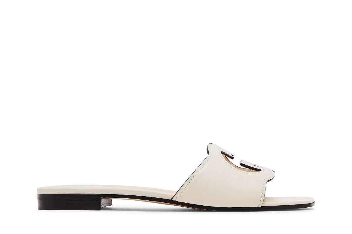Gucci Women's Interlocking G Cut-Out Slide Sandal Mystic White, view 2