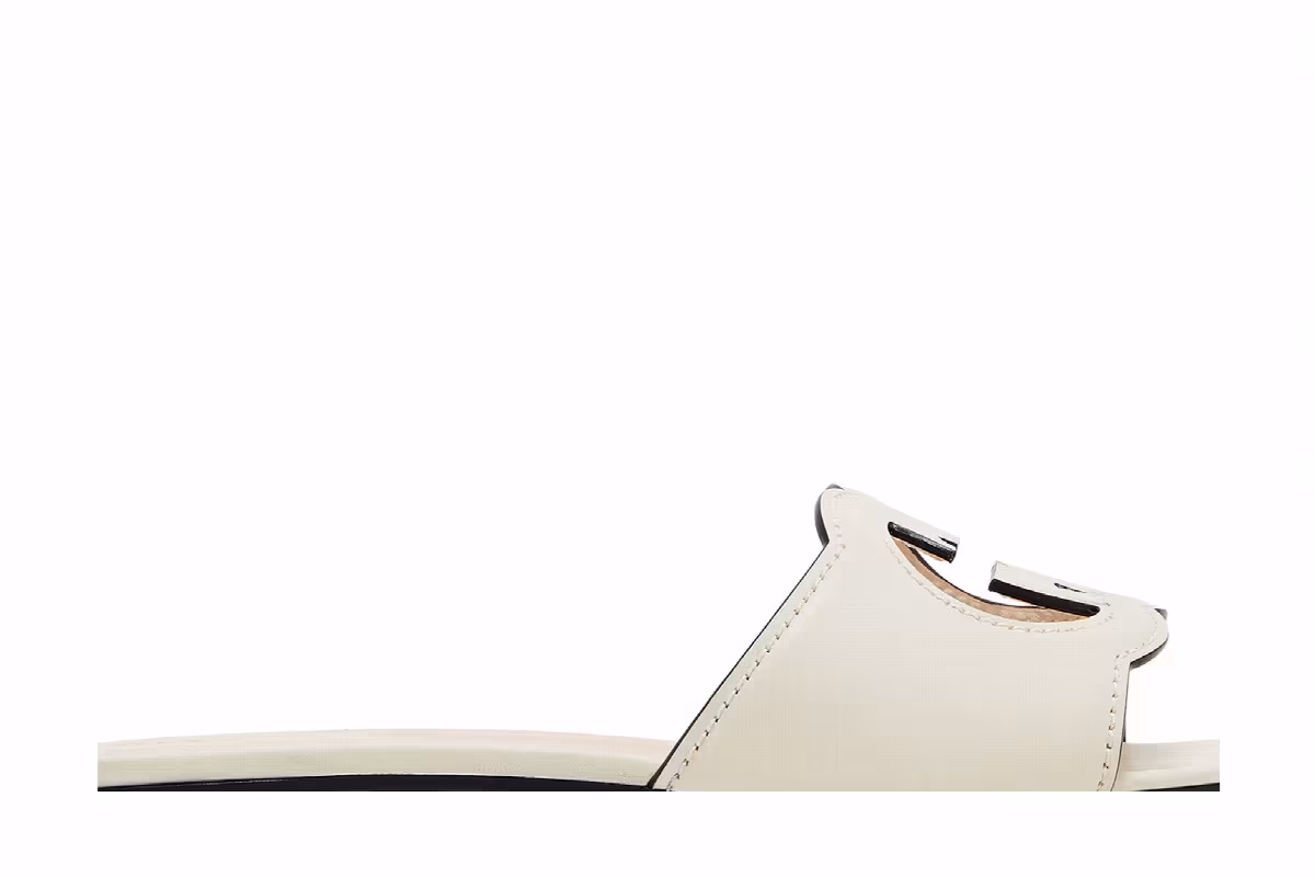 Gucci Women's Interlocking G Cut-Out Slide Sandal Mystic White, view 3